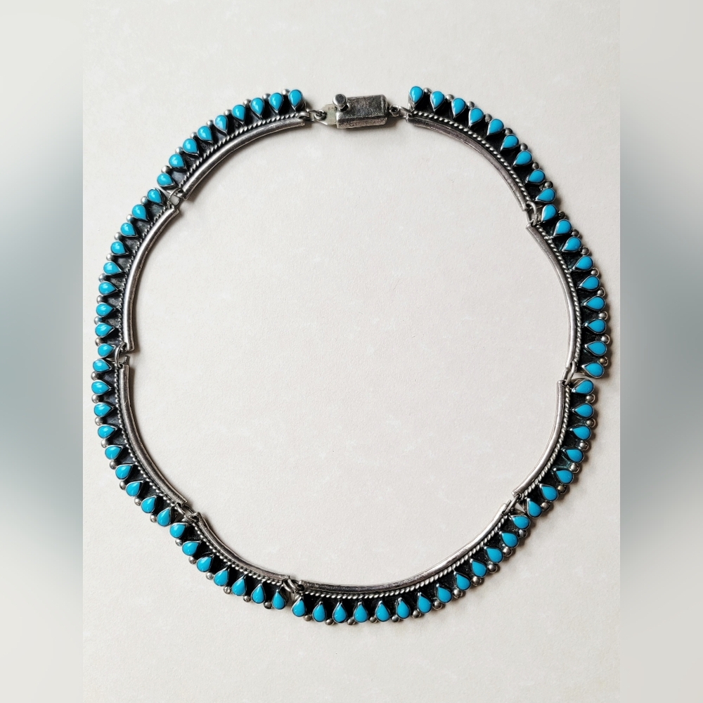 Zuni Rare Sterling Silver Turquoise Necklace